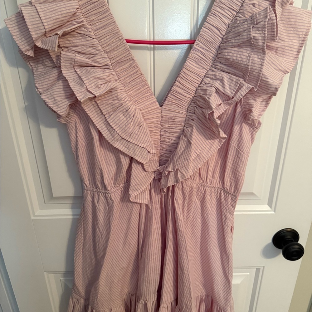 Pink Ruffled V-Neck Dress - Picture 3 of 4